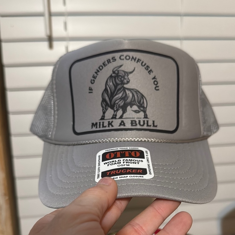 OTTO Gray Trucker Hat with Bull Design